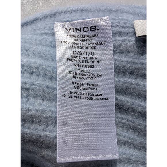 VINCE NWT $165 100% Cashmere Chunky Rib Beanie Hat in Light Tide Blue OS - Picture 10 of 16